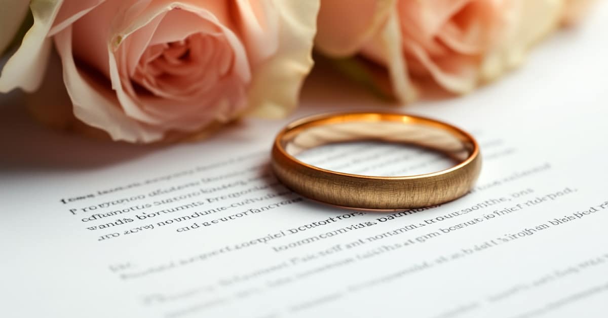 roses and rink on top of prenup agreement