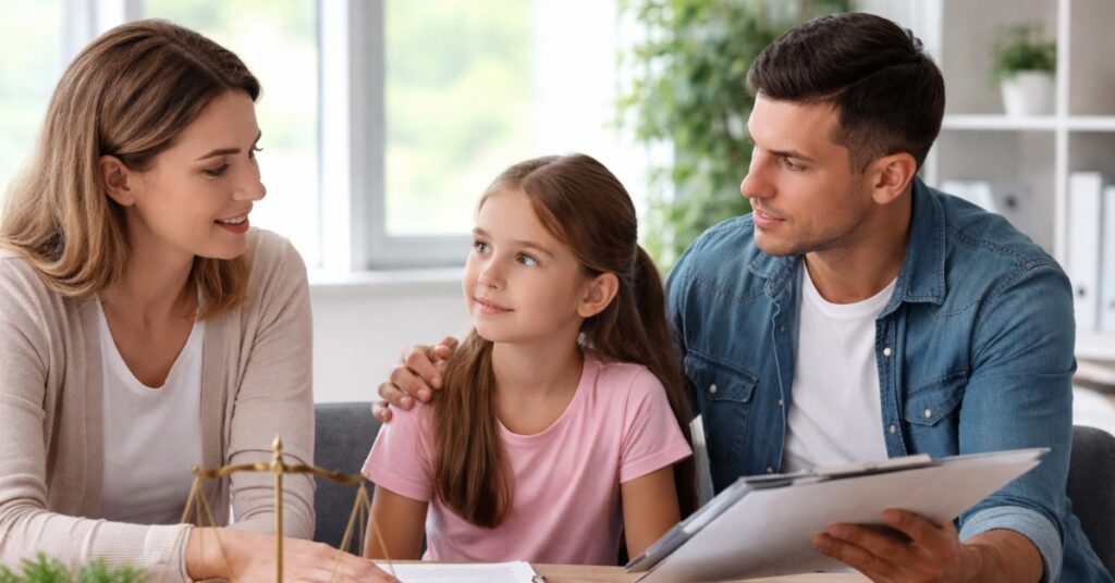 New Jersey Child Custody Laws & Parenting Time Law Updates 1 mom, dad, girl, concept of NJ child custody laws updates
