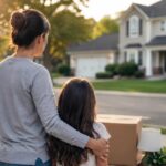 mother and child with moving boxes, concept of relocation after divorce in NJ