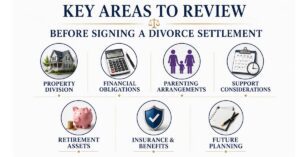 Key areas to review before signing a divorce settlement agreement